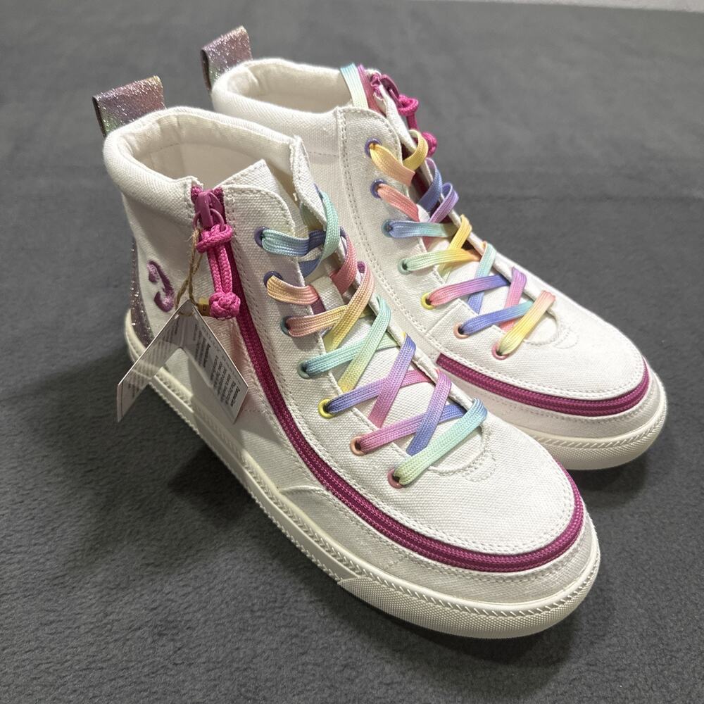 NEW Billy Classic Lace High Tops White Rainbow Big Kids Size 6